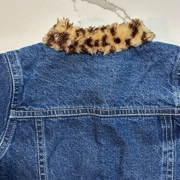Arizona Jean Co | Vintage Girls Denim Jean Jacket Animal Print Faux Fur 3-6M - Picture 7 of 12
